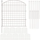 Relaxdays Teichzaun, 10 Zaunelemente, je HxB: 78 x 75 cm, Oberbogen, zum Stecken, Metall, Garten, Pool, Beetzaun, braun, 10er Set