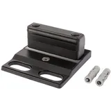 Attas LOCINOX Bodenanschlag SABO zum Aufschrauben für Doppelflügeltore, geeignet für Aufschraub-Bodenriegel bis Ø 20 mm, Höhen- und Tiefenverstellbar, schwarz eloxierte Aluminiumplatte RAL 9005