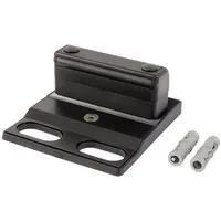Attas LOCINOX Bodenanschlag SABO zum Aufschrauben für Doppelflügeltore, geeignet für Aufschraub-Bodenriegel bis Ø 20 mm, Höhen- und Tiefenverstellbar, schwarz eloxierte Aluminiumplatte RAL 9005