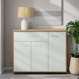 CARO-Möbel Sideboard Estelle 88 x 70 x 30 cm Sonoma Eiche / Weiß