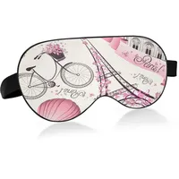 Schlafmaske Paris Eiffelturm Flower Night Eye Shade Cover Weicher Komfort Augenbinde Blockout Light Verstellbarer Riemen für Männer und Frauen