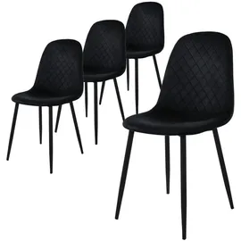 ML-Design Esszimmerstühle 4er Set, Schwarz, Küchenstuhl mit Samtbezug, Wohnzimmerstuhl mit Rückenlehne, Polsterstuhl mit Metallbeinen, Ergonomischer Stuhl für Esstisch, Esszimmerstuhl Scandinavian