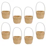 BESTonZON Miniatur Korb Geflochten Kleiner Weidenkorb 8 Stücke Mini Brotkorb Picknickkorb Rattan Korb Blumenkorb Hochzeitskorb mit Henkel für Hochzeit Tischdeko Landhaus Deko