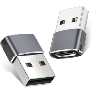Basesailor für Samsung Galaxy A55 5G Adapter,USB auf USB C Adapter 2Pack,Typ-C Buchse zu A Stecker Ladekabel für Galaxy A54 A35 A25 A15 A05s A34 A14,S24 S23 S22 Plus Ultra FE,Z Flip Fold 6 5,iPhone 17