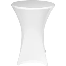 TexDeko 2er-Set Stretch Stehtischhusse für Bistrotisch Ø 80-85 cm Weiß |strapazierfähig verstärkte Fußtaschen bügelfrei waschbar