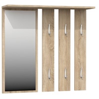 ibonto Wandgarderobe Modernes Flurmöbel-Set mit Großem Spiegel 6 Doppelhaken