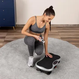 gymtek Gymtek® Vibrationsplatte, Vibrotrainer - bis 180kg - 5 Ausbildungsprogramme, 99 Stufen - 2 Expanderbänder - Bluetooth, Fern