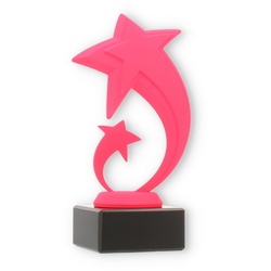 Pokal Kunststofffigur Stern Pluto pink auf schwarzem Marmorsockel 17,2cm