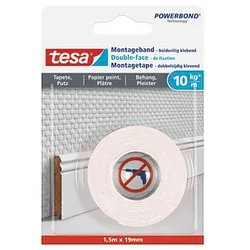 tesa Montageband 77742 doppelseitiges Klebeband 19,0 mm x 1,5 m, 1 Rolle