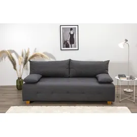 Collection AB Schlafsofa COLLECTION AB "Bella, B: 196 cm, Liegefl. 145x196 cm", grau (anthrazit), B:196cm H:45cm T:96cm, 100%Polyester, Sofas, Schlafsofa, Bettfunktion, Bettkasten & 2 Armlehnenkissen, Federkern