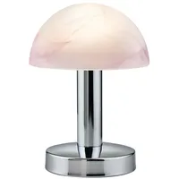 MeineWunschleuchte Tischleuchte Chrom Glasschirm Lila/Weiß gewischt - Touchfunktion, Höhe