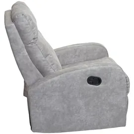 Mendler HWC-A54 Premium, Relaxsessel Schaukelstuhl Wippfunktion, drehbar ~ Stoff/Textil hellgrau