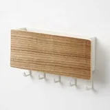 Schlüsselhalter, Dokumentenhalter Aus Holz Und Schlüsselkastenhaken, Wandmontierter Schlüsselhalter Aus Nicht Porösem Holz, 5 Holzhaken Mit 5 Kunststoffhaken, Kombinations-dokumentenclip - Crezuo