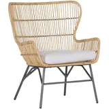 Landscape Ohrensessel Beachclub, Natur, Schwarz, Weiß, Holz, Metall, Textil, Rattan, 74x87x64 cm, erweiterbar (Typenauswahl), Wohnzimmer, Sessel, Ohrensessel