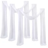 Surwin Hochzeit Vorhang Hochzeitsbogen, 3 Stücke Chiffon Stoff Querbehang Deko Gardinen Vorhang Tüll Vorhänge Hochzeitsbögen für Fotografie Party Hochzeit Zeremonie (Weiß,75x600cm(20FT))