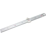 FAMEX Shinwa 76752 Lineal aus Edelstahl 30 cm – mit Anschlag - by FAMEX (12665) - Stahllineal Metalllineal mit Messskala