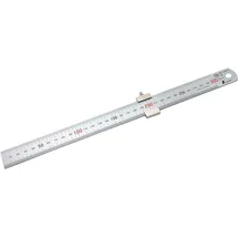 FAMEX Shinwa 76752 Lineal aus Edelstahl 30 cm – mit Anschlag - by FAMEX (12665) - Stahllineal Metalllineal mit Messskala