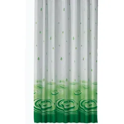 Ekershop Textil Duschvorhang Wassertropfen Grün 180x200cm Weiß ink.12 Ringe