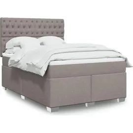 vidaXL Boxspringbett mit Matratze Taupe 140x200 cm Stoff