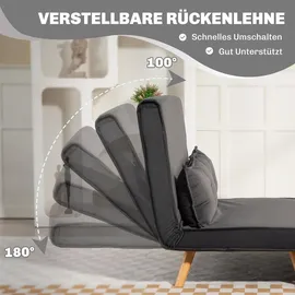 Homcom Schlafsofa 3 in 1 2 Sitzer mit Schlaffunktion, Samtoptik, - Dunkelgrau