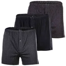 yourbasics Herren Jersey-Boxershorts, 3er Pack - Cotton, Eingriff mit Knopf, Muster, Multipack SchwarzMix XL