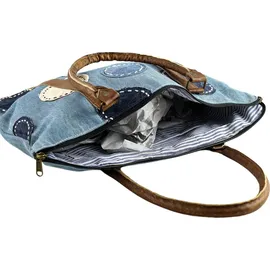 COLLEZIONE ALESSANDRO Schultertasche Patchwork aus Jeansstoff mit Leder Henkel von - blau