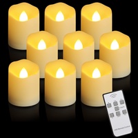 ZIYOUDOLI 9er LED Kerzen Teelichter mit Timerfunktion Batterie Kerze mit Flamme Fernbedienung Timer für Weihnachten Halloween Außen Innen Dekoration Batteriebetrieben CR2450