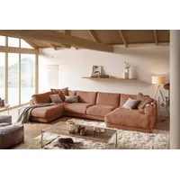 KAWOLA Sofa MADELINE Wohnlandschaft U-Form Cord rost