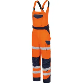 Vizwell - Herren Warnschutz-kontrast-latzhose Vwtc115 Gr. 50 Orange/marine