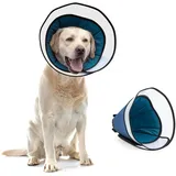 EvcgoX Halskrause Hund für Extra Große Hunde Leckschutz Hundekragen nach der Operation 360°Vision Weich Halskrause Hund mit PVC Schutzhülle Blau XL(40.5-53CM)