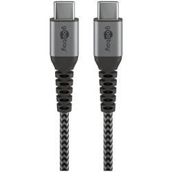 goobay Ladekabel USB-C auf USB-C - Textilkabel grau
