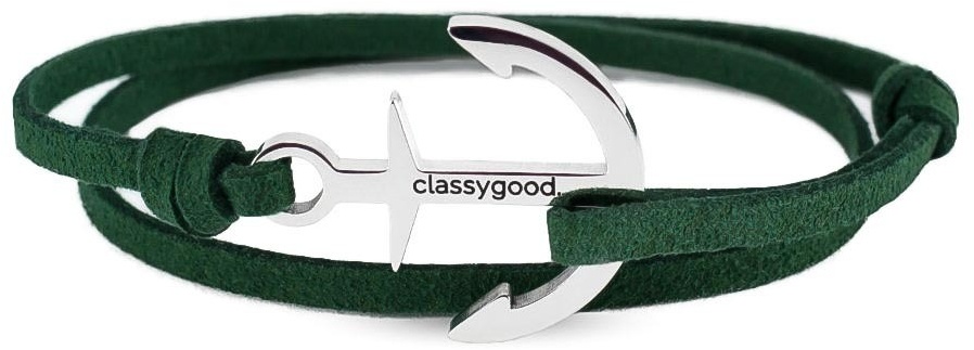 CLASSY GOOD - Anker Armband - silber dunkelgrün