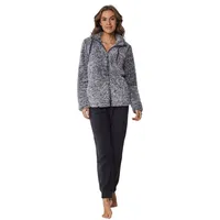 Rebelle Hausanzug Damen Fleece Anzug (2 tlg) kuschelige Qualität grau 40