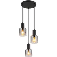 Nowa Hängelampe Pendelleuchte Esszimmerlampe Rauchglas E27 Metall schwarz 3-Flammig