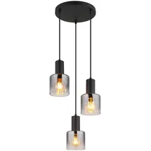 Nowa Hängelampe Pendelleuchte Esszimmerlampe Rauchglas E27 Metall schwarz 3-Flammig