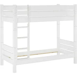 Erst-Holz Hochbett stabil 90x200 Kiefer weiß Hochbett teilbar Etagenbett ohne Rollrost 60.16-09WT100oR