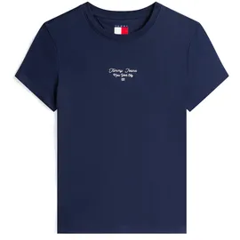 Tommy Hilfiger Tommy Jeans Damen Tjw Slim ESS Logo 1 Tee EXT Dw0dw21542 S/S T-Shirt, Blue (Dark Night Navy), XL EU - XL