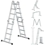 Songmics Leiter, mit 16 Stufen, in 6 Positionen, 430 cm lang, silbern