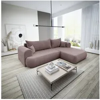 Fun Möbel Ecksofa Schlafsofa Sofa ANIKE in Stoff Now or Never, Ottomane Links oder Rechts, Rundumbezug rosa