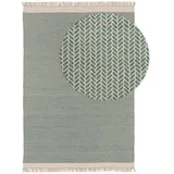 benuta Pure Wollteppich Mintgrün, Textil, Grafikmuster, Rechteckig, 200x300 cm Gots, pflegeleicht, Teppiche - Böden, Teppiche, Naturteppiche