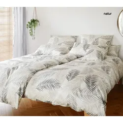 Elegante Bettwäsche Palm - 135x200 cm + 40x80 cm	natur