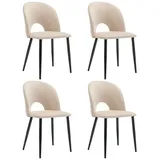 OKWISH Esszimmerstuhl Polsterstuhl Wohnzimmerstuhl (Samt, Metallbeine, 4 St) beige