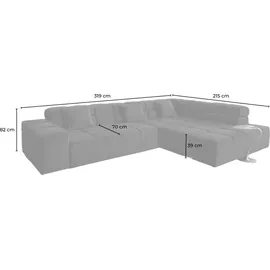 KAWOLA Sofa NEVADA Ecksofa Velvet grau Recamiere rechts