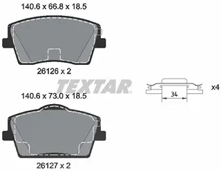 Textar Bremsbelagsatz, Scheibenbremse [Hersteller-Nr. 2612601] für Lynk & Co, Volvo