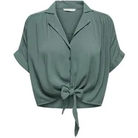 ONLY Onlpaula Life S/S Tie Shirt WVN NOOS Bluse, Balsam Green, XS