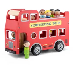 New Classic Toys® Spielzeug-Krankenwagen Sightseeing Bus City Tour Bus m. 9 Spielfiguren aus Holz Holzspielzeug