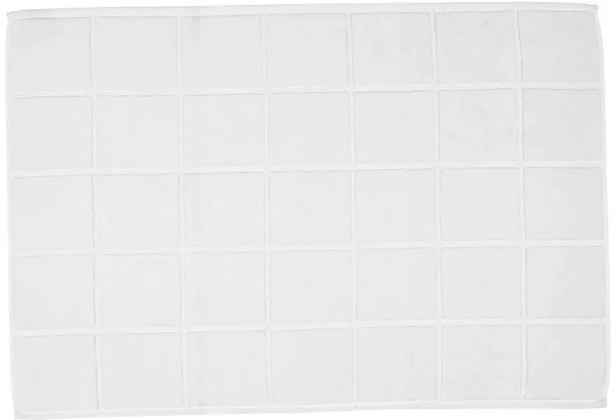 Ross Uni-Zwirn Frottier Badematte Karofond 60x100 cm | weiss - weiß