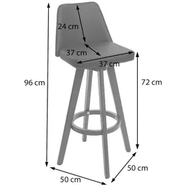 Mendler 2er-Set Barhocker HWC-C43, Barstuhl Tresenhocker, Holz Kunstleder drehbar MVG-zertifiziert ~ creme