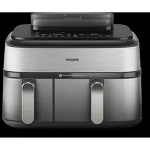Philips 5000 Series Steam Airfryer Dual Basket NA555/00 Silber/Edelstahl