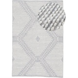 carpetfine Teppich »Kelim Durry«, rechteckig, Handweb, geometrisch, Hoch-Tief Effekt, handgewebt, reine Baumwolle, grau